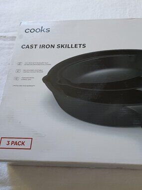 Cooks Kitchen Pre-Seasoned Cast Iron Skillet Set 3-Piece 6 Inch, 8 Inch 10 Inch